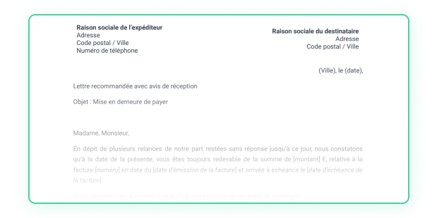 Modèle de lettre de mise en demeure
